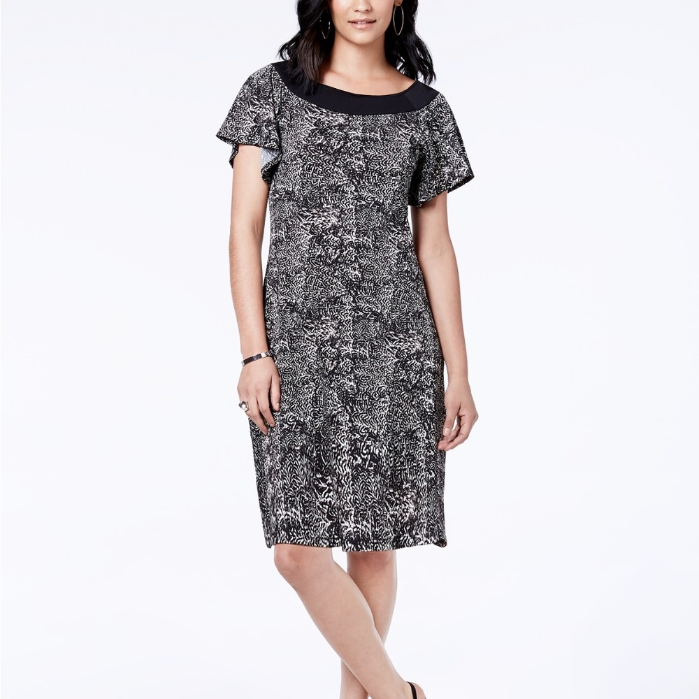 NWT NY Collection Flutter-Sleeve A-Line Dress  PL